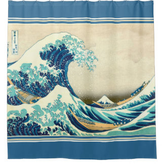 Hokusai The Great Wave nautical shower curtain