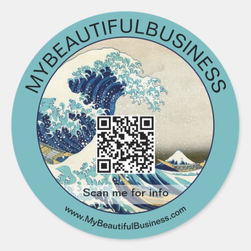 Hokusai _ The Great Wave off Kanagawa _ QR Code Classic Round Sticker