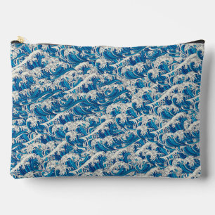 Hokusai the Great Wave Pattern Nautical Blue wave Accessory Pouch