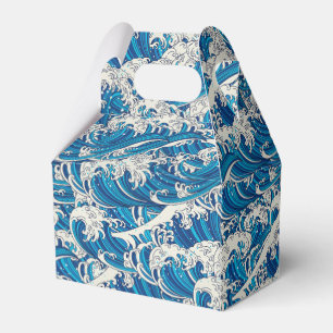 Hokusai the Great Wave Pattern Nautical Blue wave Favor Boxes