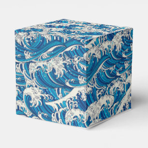 Hokusai the Great Wave Pattern Nautical Blue wave Favor Boxes