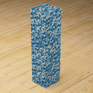 Hokusai the Great Wave Pattern Nautical Blue wave Wine Box