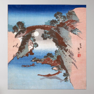 Hokusai - View of Saruhashi (Monkey Bridge) Poster