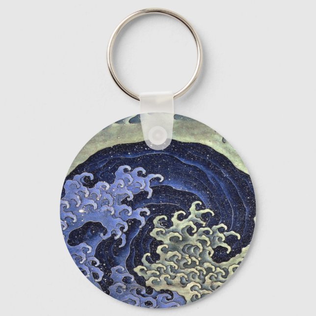 Hokusai's Feminine Wave Keychain (Front)