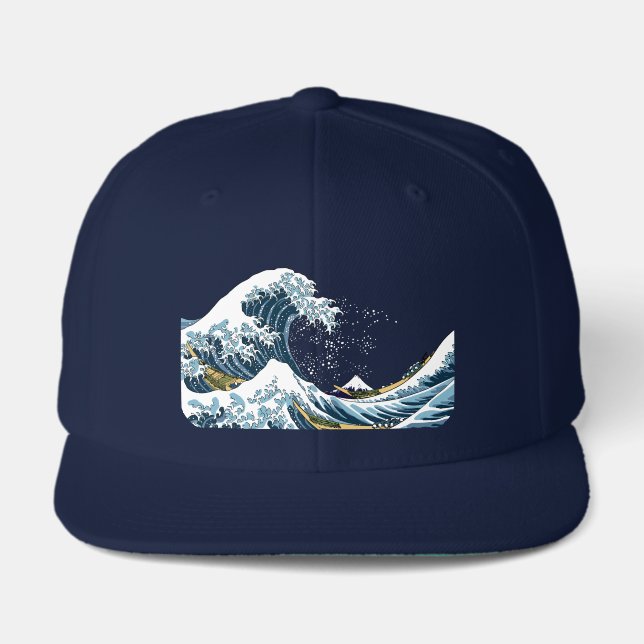 Hokusai's Great Wave off Kanagawa Snapback Hat (Front)
