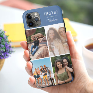 ¡Hola! 4 Photo Collage Blue Personalized iPhone 11 Pro Max Case