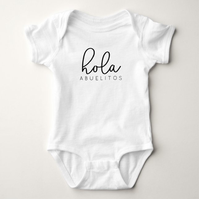 Hola Abuelitos Spanish Pregnancy Baby Announcement Baby Bodysuit (Front)