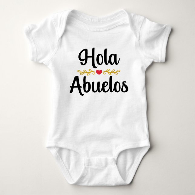 Hola Abuelos Spanish Pregnancy Announcement Baby Bodysuit (Front)