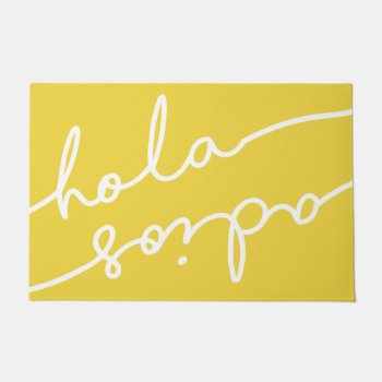 Hola Adios Spanish Typography - Pick Your Color Doormat by NotableNovelties at Zazzle
