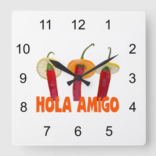 Hola Amigo Square Wall Clock (Front)