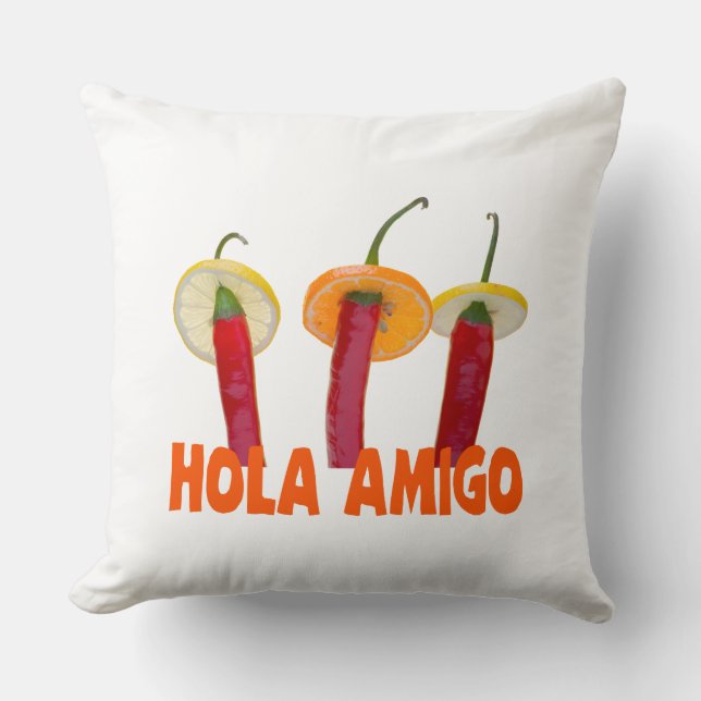 Hola Amigo Throw Pillow (Front)