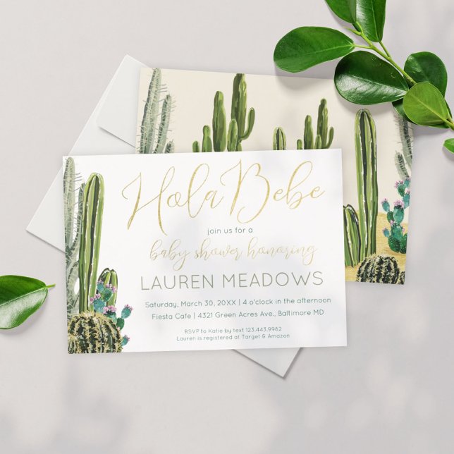 Hola Baby Boho Cactus Baby Shower Invitation (Creator Uploaded)