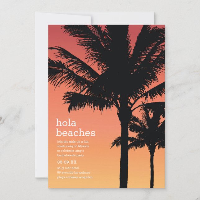 Hola Beaches Bachelorette Party Invitation (Front)