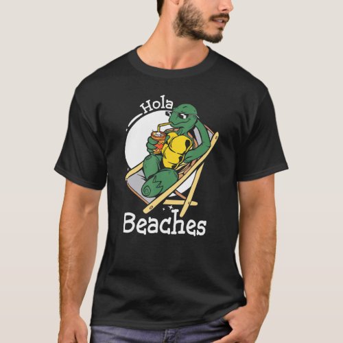 Hola Beaches Funny Turtle Ride Watermelon Summer V T_Shirt