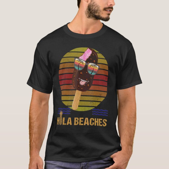 Hola Beaches Summer Hawaiian Summer Walker Ice Cre T-Shirt (Front)