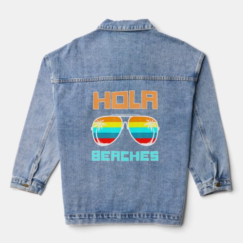 Hola Beaches Sunglasses Sunset Palm Trees  Denim Jacket