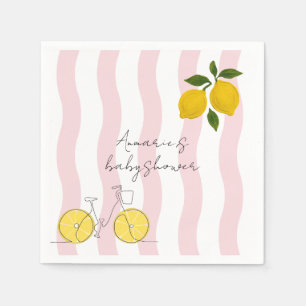 Hola Bebe Pink Stripes Lemons Girl Baby Shower Napkins