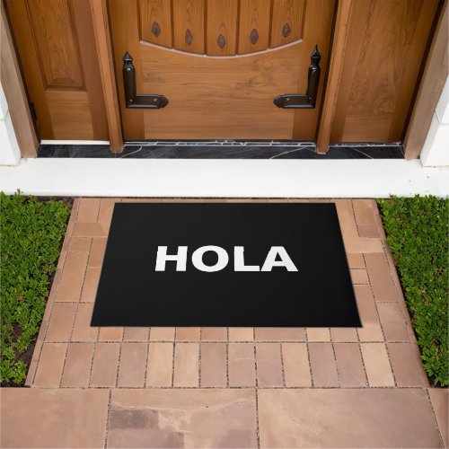 Hola black white Spanish hello minimalist Modern Doormat