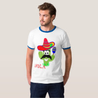 Hola Cute Mexican Sombrero Cactus Funny Graphic T-Shirt