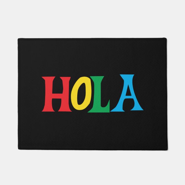 Hola in colorful typographic design doormat (Front)