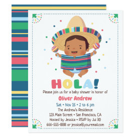  Hola Mexican Boy Fiesta Baby Shower Invitation 