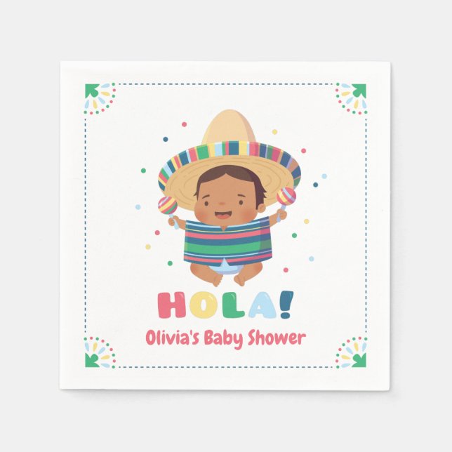 Hola Mexican Boy Fiesta Baby Shower Supplies Napkins (Front)
