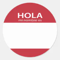 Hola Mi Nombre Es RED spanish hello tag | Zazzle