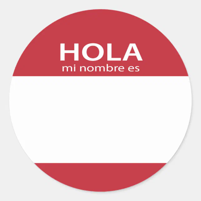 Hola Mi Nombre Es RED spanish hello tag | Zazzle