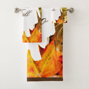Hola Otoño Botanic Modern Colorful Autumn Leaves Bath Towel Set