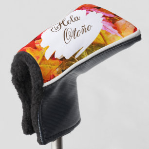 Hola Otoño Fall Leaves Green Orange Golfer Lover Golf Head Cover