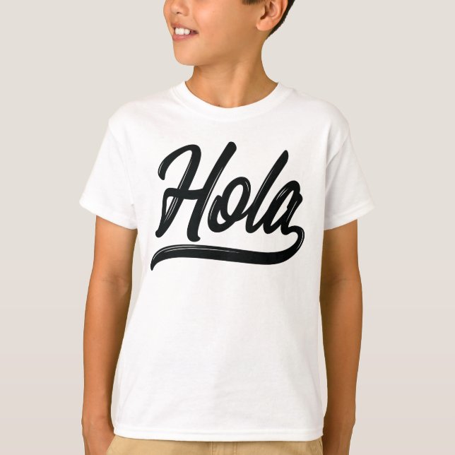 Hola Script (Black) T-Shirt (Front)