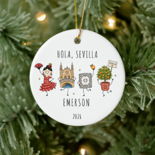 Hola Sevilla Personalized Travel Ornament