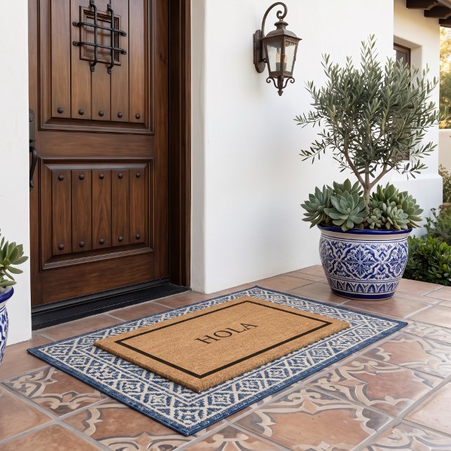 Hola | Simple Custom Greeting Fiber Doormat (Creator Uploaded)