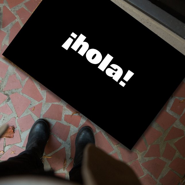 HOLA Spanish Modern Minimalist Typography Doormat (¡hola! A modern minimalist Spanish Latino hello to welcome your guests!)