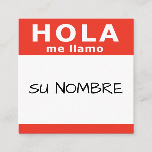 hola su nombre rojo square business card (Front)