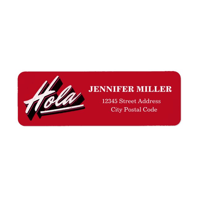 Hola text design label (Front)
