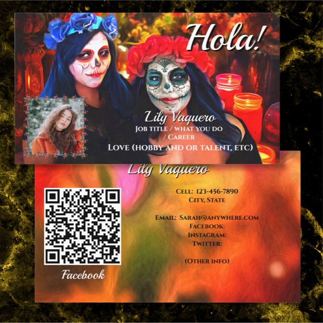 Hola Vallarta Catrinas 1718 Social QR Code Business Card (Creator Uploaded)
