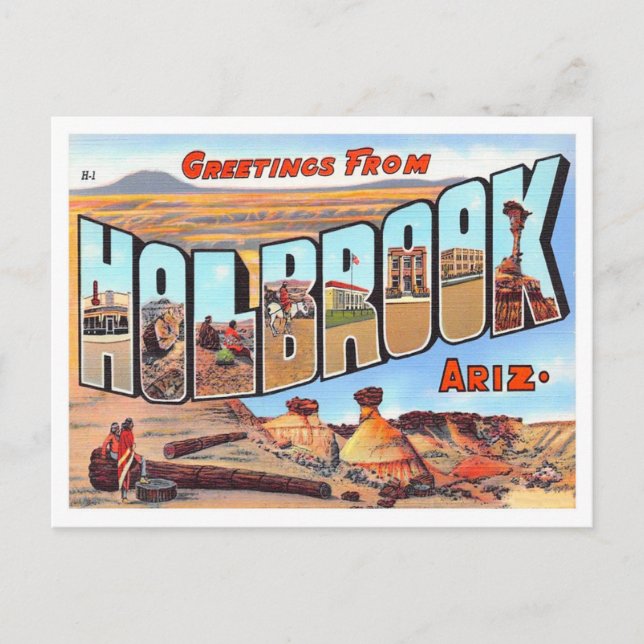 Holbrook, Arizona Vintage Big Letters Postcard (Front)