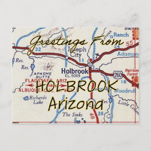 Holbrook AZ Vintage Map Postcard
