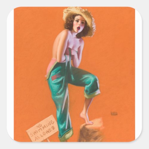 Hold Everything Pin Up Art Square Sticker