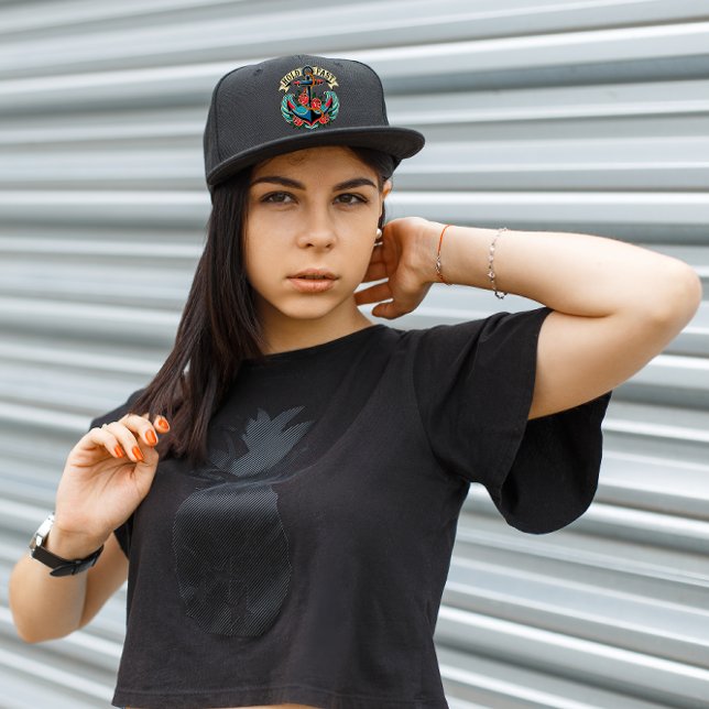 Hold Fast Sailor Tattoo Rose Anchor Snap Back Hat (Creator Uploaded)