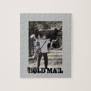 Hold Mail fun work gift antique retirement mailman Jigsaw Puzzle
