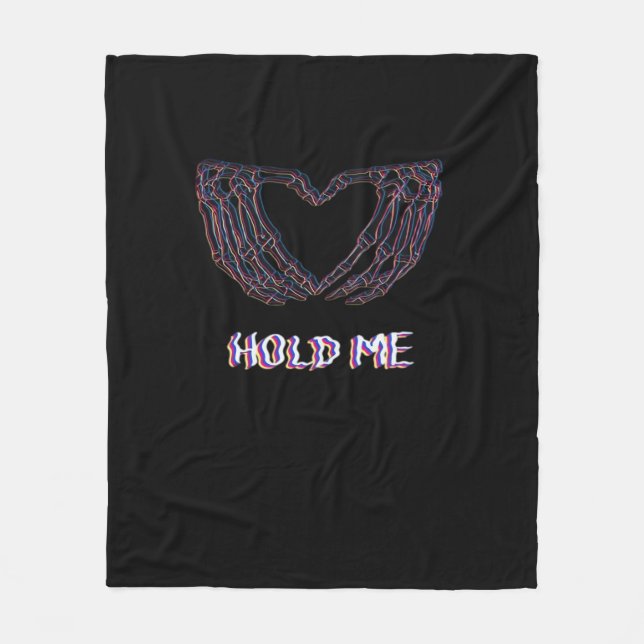 Hold Me Classic Skeleton Hand Heart Style Fleece Blanket (Front)