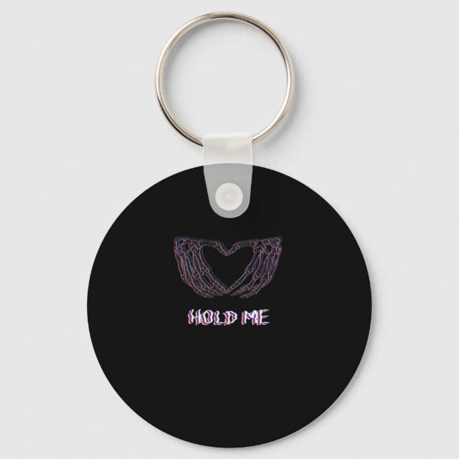 Hold Me Classic Skeleton Hand Heart Style Keychain (Front)