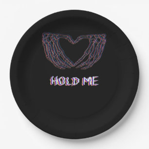 Hold Me Classic Skeleton Hand Heart Style Paper Plates