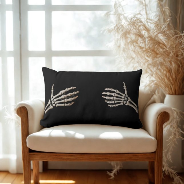 Hold Me Funny Halloween Skeleton Decorative Party  Lumbar Pillow (Creator Uploaded)