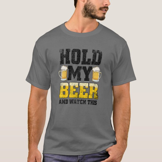 Hold My Beer And Watch This Distressed Funny Redne T-Shirt (Front)