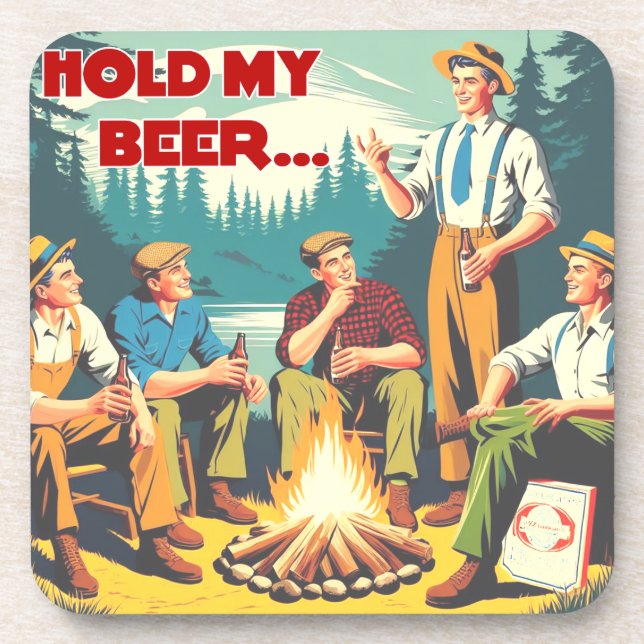 Hold My Beer Camping Beverage Coaster (Front)