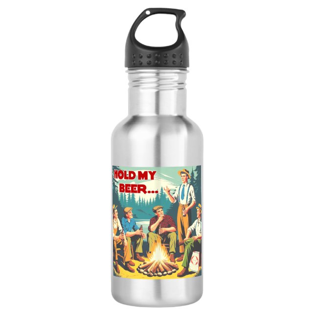 Hold My Beer Camping Stainless Steel Water Bottle (Front)