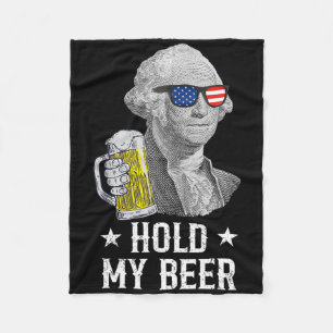 Hold My Beer George Washington Patriot Funny 4th O Fleece Blanket